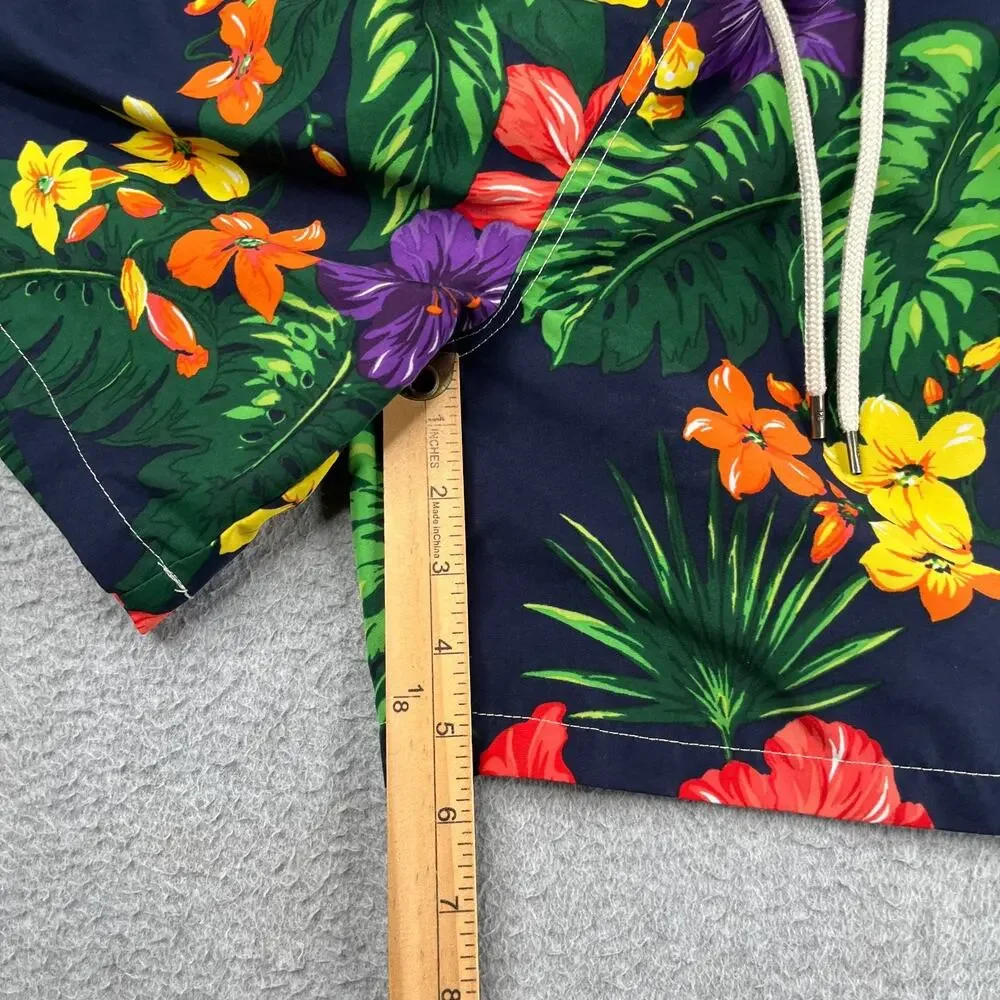 Polo Ralph lauren Lined Hawaiian Print Swim Trunks Bathing Suit Mens Small